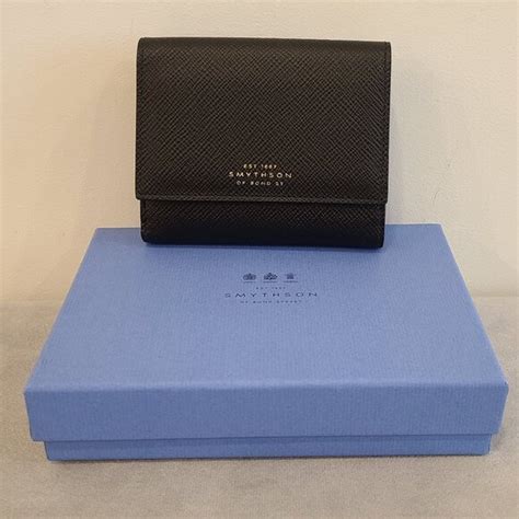 SMYTHSON of Bond Street Leather Blue Wallet .